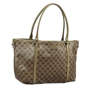 Authentic GUCCI GG Crystal Shoulder Bag Beige 197953